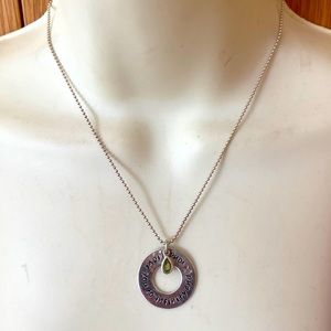 I love you to infinity and beyond Peridot drop sterling silver pendant necklace